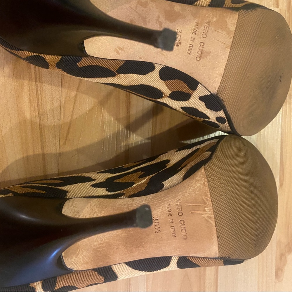 Giuseppe Leopard Print Open Toe Pumps Size 36 - image 8